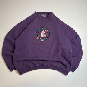 Vintage 90’s Outer Banks North Carolina Embroidered Oversized Purple Crewneck L